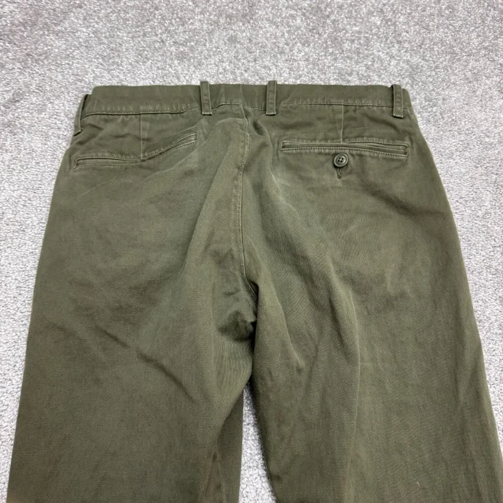 J.Crew 484 Slim Fit Chino Pants Mens 28x30 Olive Green Tapered Flat Front Cotton